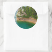 Sticker Rond USA, Michigan. Formation de Miner's Castle Rock (Sac)