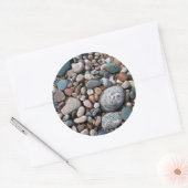 Sticker Rond USA, Michigan. Galets Polis Sur La Rive (Enveloppe)