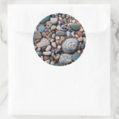 Sticker Rond USA, Michigan. Galets Polis Sur La Rive (Sac)