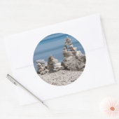 Sticker Rond USA, Michigan. Tours En Pierre Sur La Plage (Enveloppe)