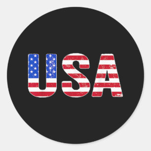 Sticker Rond USA T Chemise Patriotique Drapeau Américain Hommes