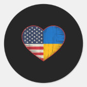 Sticker Rond Usa Ukraine Heart - Dual Citizenship (Devant)