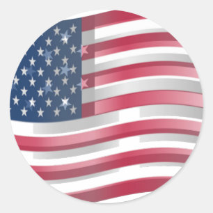 Sticker Rond USA Unites : Stripes & Stars en Gras Design