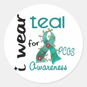 Sticker Rond Usage Teal de PCOS I pour la conscience 43