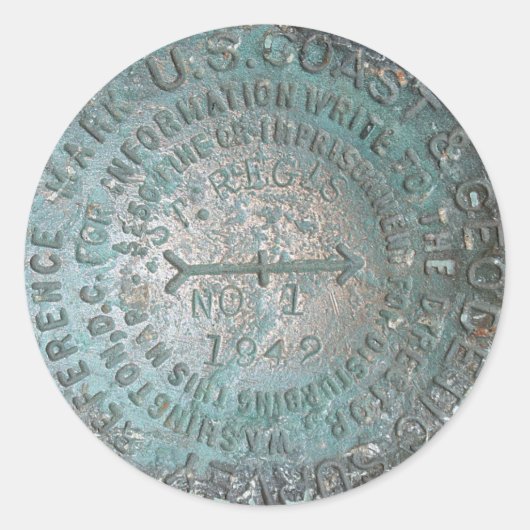 Sticker Rond USGS Benchmark, St. Regis Mountain Geodetic Survey (Devant)
