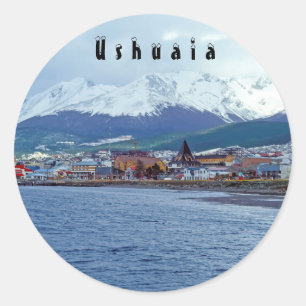 Sticker Rond Ushuaia célèbre - Terre de Feu, Argentine