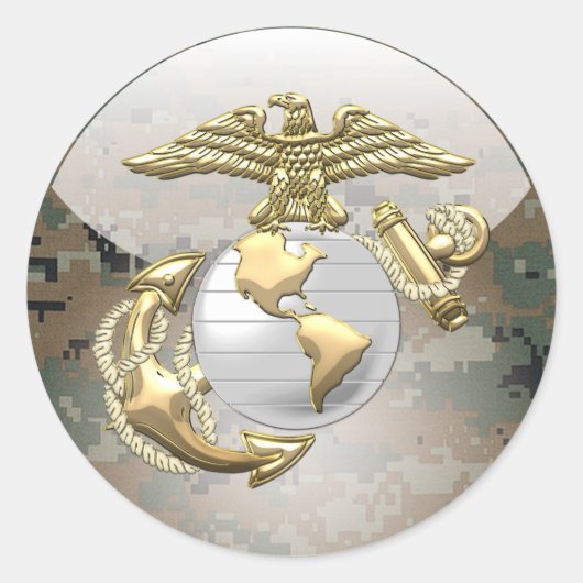Sticker Rond USMC Eagle, Globe & Ancre (EGA) [3D] (Devant)