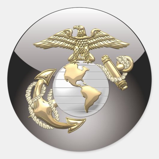 Sticker Rond USMC Eagle, Globe & Ancre (EGA) [3D] (Devant)
