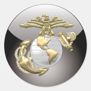 Sticker Rond Usmc Eagle, globe et Ancre (EGA) [3D]