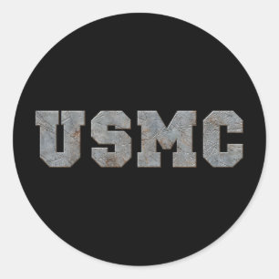 Sticker Rond USMC [texte rouillé]
