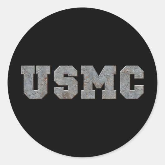 Sticker Rond USMC [texte rouillé] (Devant)
