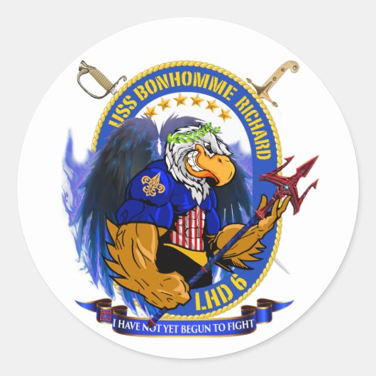 Sticker Rond USS Bonhomme Richard LHD-6 crête vivante (Devant)