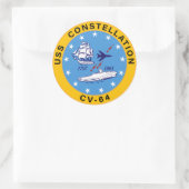 Sticker Rond USS Constellation CV-64 Aircraft Carrier Insigné (Sac)