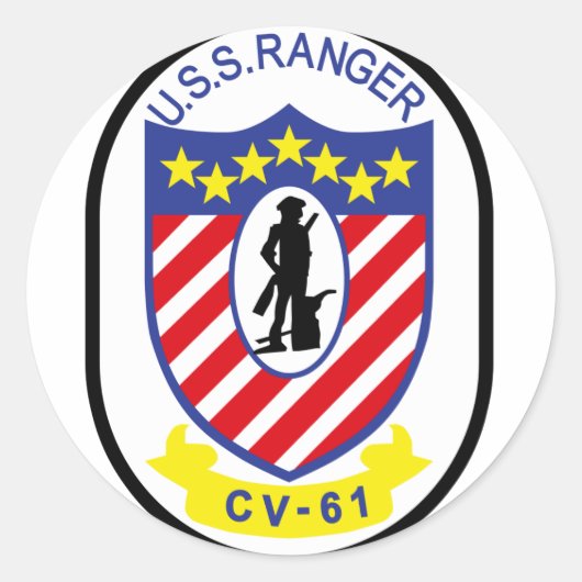 Sticker Rond USS Ranger (CV-61) (Devant)