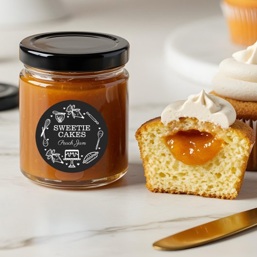 Sticker Rond Ustensile de cuisson et de Cuisine noir et blanc