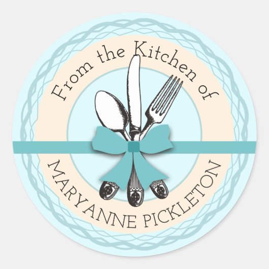 Sticker Rond ustensiles bow personnalisée de la cuisine de (Devant)