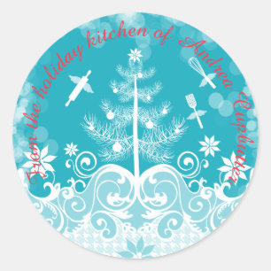 Sticker Rond Ustensiles d'ange de la cuisine de l'étiquette de