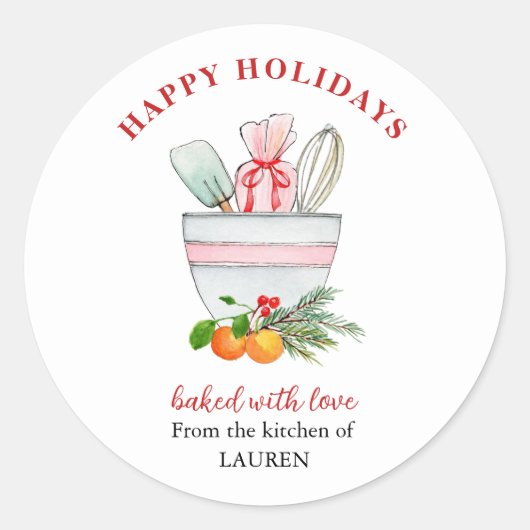 Sticker Rond Ustensiles de cuisine Bakers Noël Vacances Classiq (Devant)