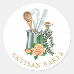Sticker Rond Ustensiles de cuisine Boulangerie Boulanger