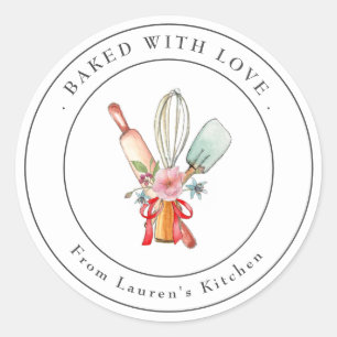 Sticker Rond Ustensiles de cuisine mignons Boulangerie