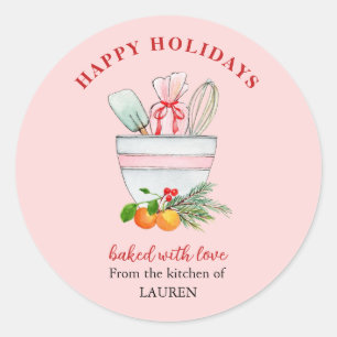 Sticker Rond Ustensiles de cuisson Fête de Noël des boulangers