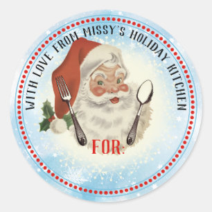 Sticker Rond ustensiles père Noël de la cuisine de Noël