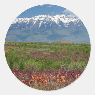 Sticker Rond Utah, USA. Le mont Timpanogos s'élève au-dessus