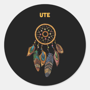 Sticker Rond Ute Tribe Native American Honor Respect Dream Catc