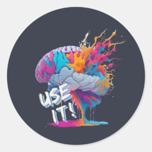 Sticker Rond Utilisez-le - Cerveau de projection coloré
