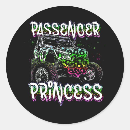 Sticker Rond Utv Passenger Princess Amateurs Utv Sxs Riding (Devant)