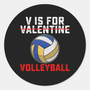 Sticker Rond V est pour le volleyball sport Saint-Valentin