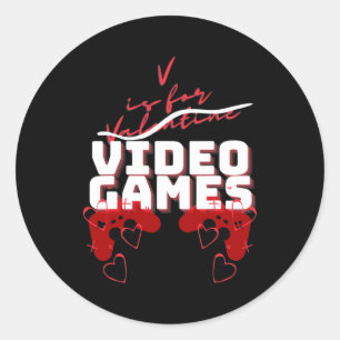 Sticker Rond V est pour les jeux vidéo Funny Valentines Day Gam