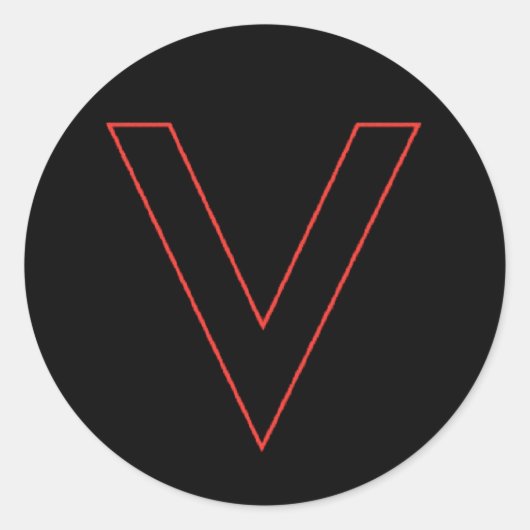 Sticker Rond V est pour Victory (Devant)