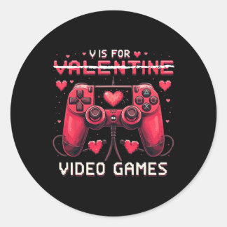 Sticker Rond V Is For Video Games Valentine Gamer Valentines Da