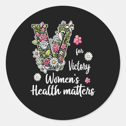 Sticker Rond V Pour Victoire ; Santé des femmes S (Devant)