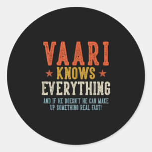 Sticker Rond Vaari sait tout fête des pères rétro vintage 