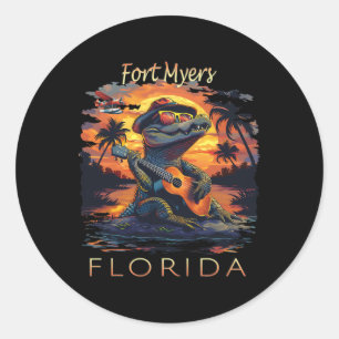 Sticker Rond Vacances à Fort Myers Floride Alligator Mignon