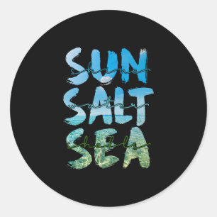 Sticker Rond Vacances à la plage Vagues océaniques Soleil Été A