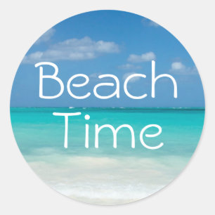 Sticker Rond Vacances amusantes sur la plage tropicale