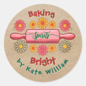 Sticker Rond Vacances Baking esprits brillants papier kraft flo (Devant)