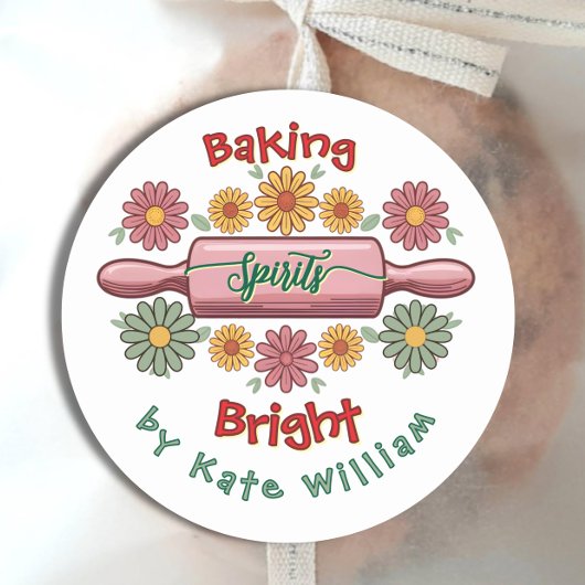 Sticker Rond Vacances Baking esprits lumineux fleuris rétro