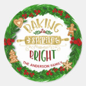 Sticker Rond Vacances - "Baking Spirits Bright" - Personnaliser (Devant)