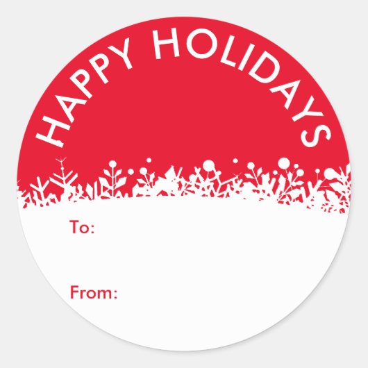 Sticker Rond Vacances Blanches Modernes Botanique Flocon de nei (Devant)