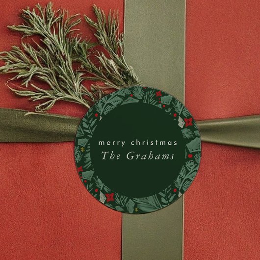 Sticker Rond Vacances Botaniques Festives en Vert