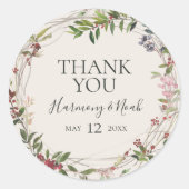 Sticker Rond Vacances Chic Botanique | Champagne Merci Favor (Devant)