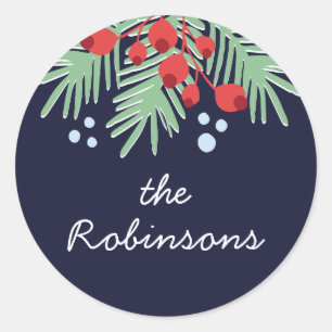 Sticker Rond Vacances colorées de Botanicals d'hiver