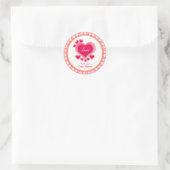 Sticker Rond Vacances de coeurs roses romantiques (Sac)