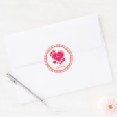 Sticker Rond Vacances de coeurs roses romantiques (Enveloppe)