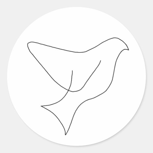 Sticker Rond Vacances de dessin de colombe à une ligne (Devant)