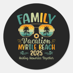 Sticker Rond Vacances de famille à Myrtle Beach 2025 Été assort